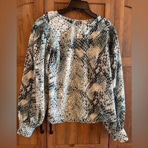 Worthington Black and Teal Snakeskin Blouse